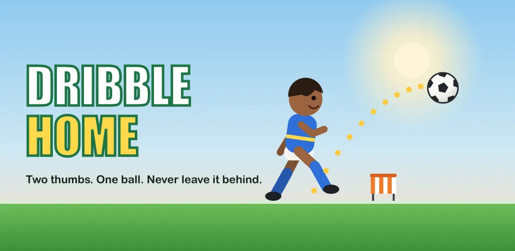 Dribble Home: a player chips a football over a hurdle